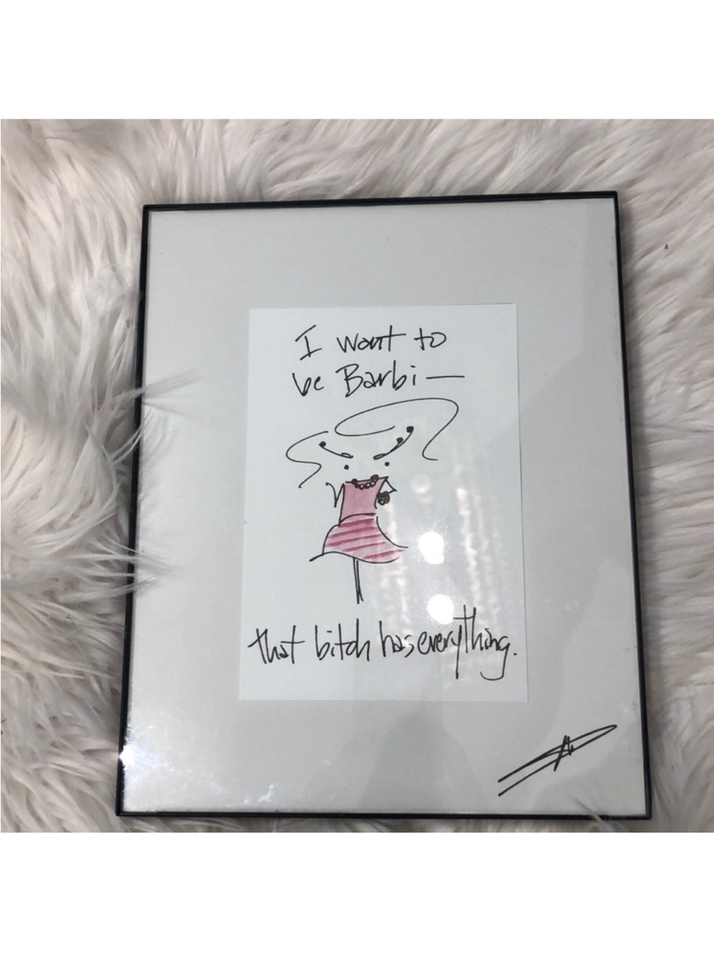 Hand-Drawn Pink Dress Wall Art Print - Unbranded - Picture 2 of 7